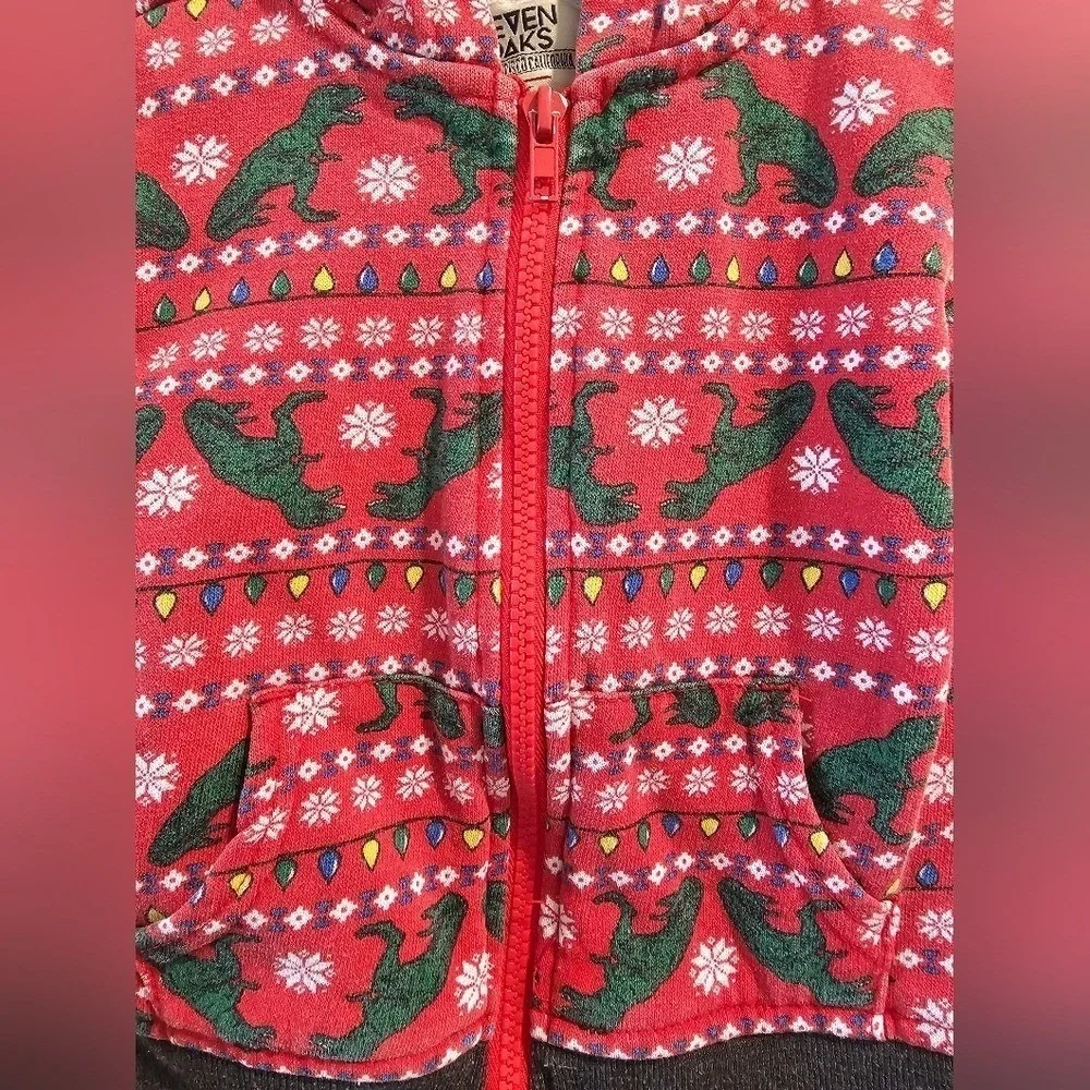 Kid's‎ sz2T Dinosaur Christmas Lights Snowflake Hoodie Pants Set Holiday